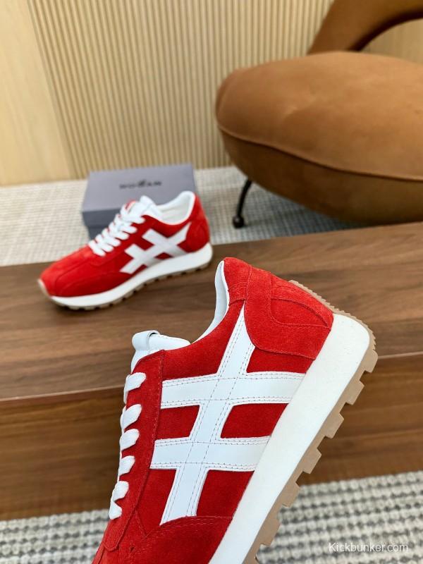 2025 Unisex HOGAN Red White Suede Sneakers