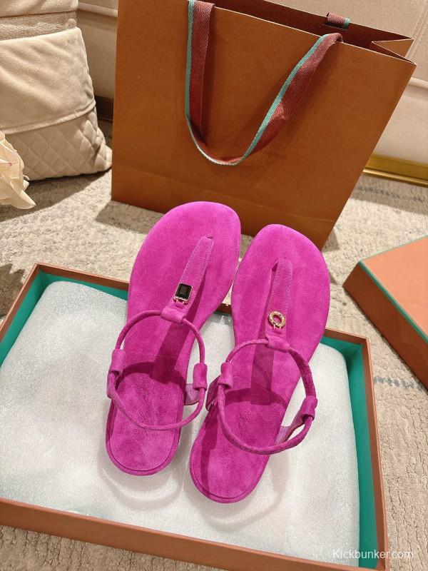 2025 Women LP Fuchsia Suede Sandals LY00250