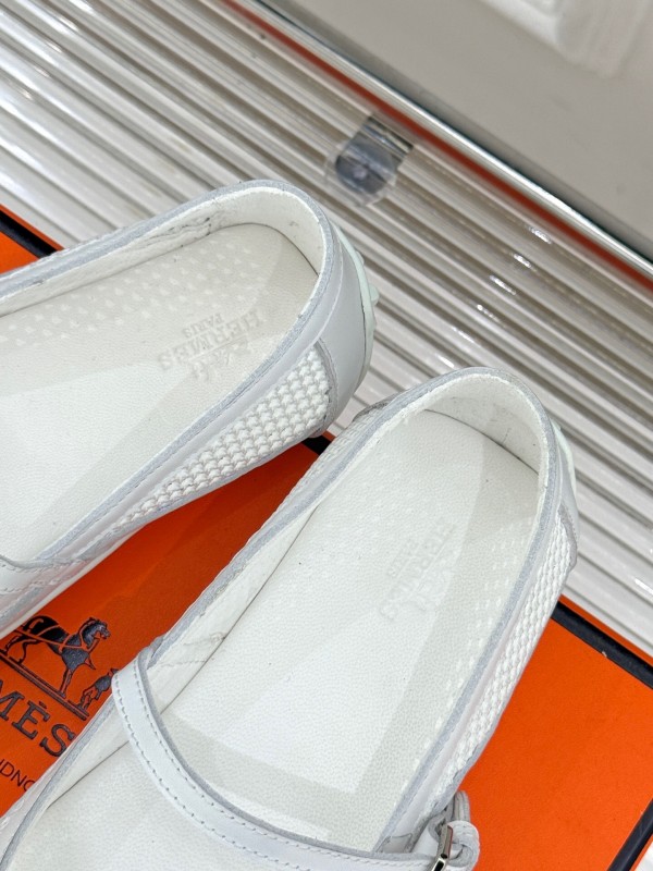 2025 Women Hermès White Mesh Mary Jane