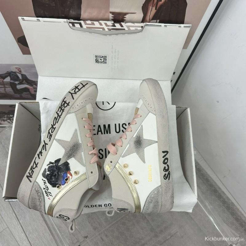 2024 Unisex GGDB White Pink Grey Suede Leather High Top Sneakers MJ00300