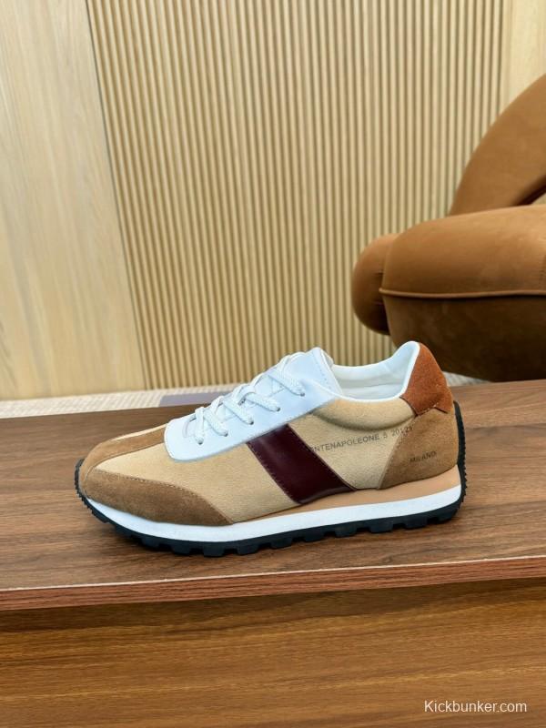 2025 Men HOGAN Beige White Burgundy Suede Leather Sneakers