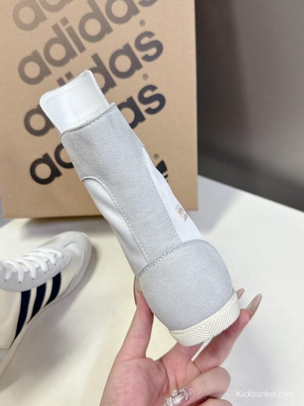 2025 Unisex Adidas White High-Top Sneakers Suede And Fabric Retro Design Original Sole KFY00320