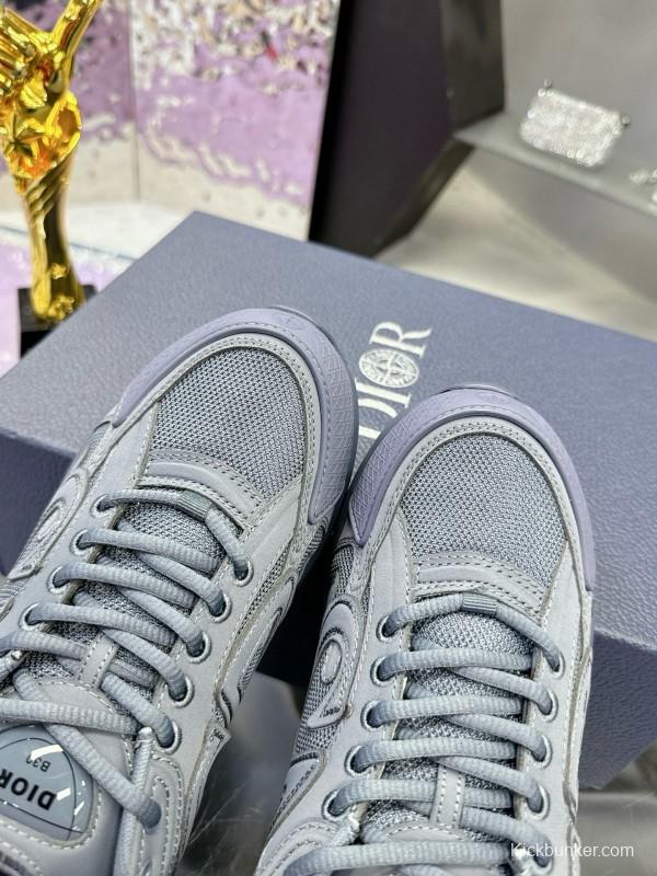 2024 Unisex Dior Stone Island Grey Mesh Tech Fabric B30 Sneakers MJ00330
