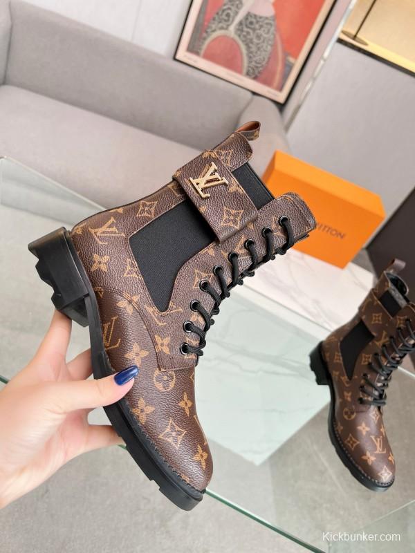 2024 Women Louis Vuitton Brown Leather Boots MJ00320