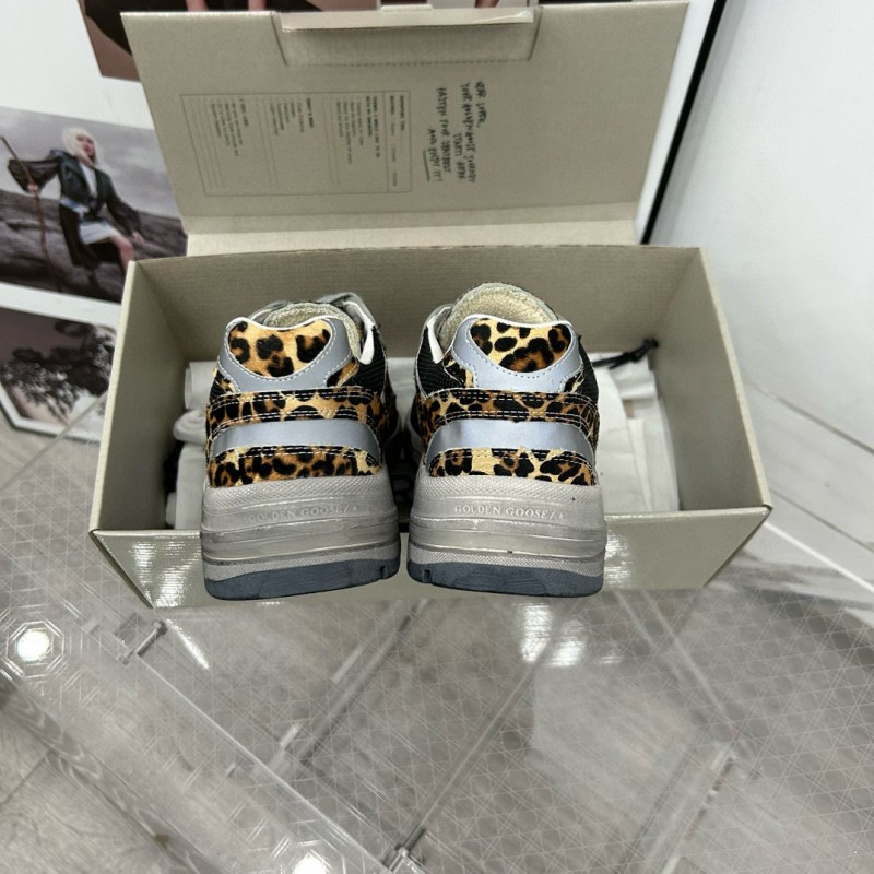 2024 Women GGDB Leopard Black Grey Mesh Leather Sneakers