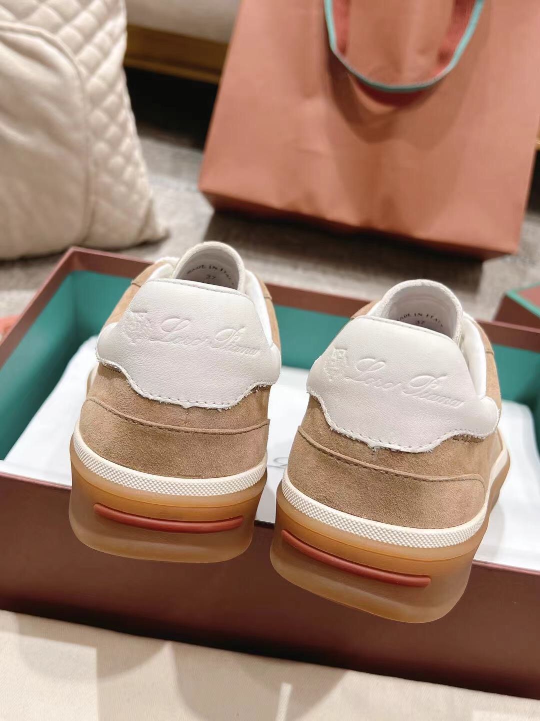 2025 Unisex Le Parmentier Beige White Soft Leather Sneakers Top Version LY00320(F)/LY00330(M)