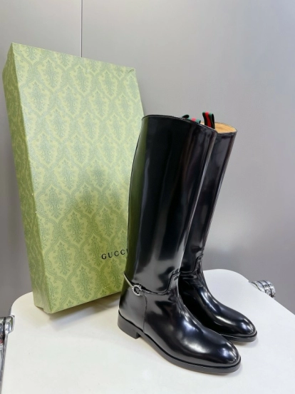 2024 Women Gucci Black Leather Boots MJ00620