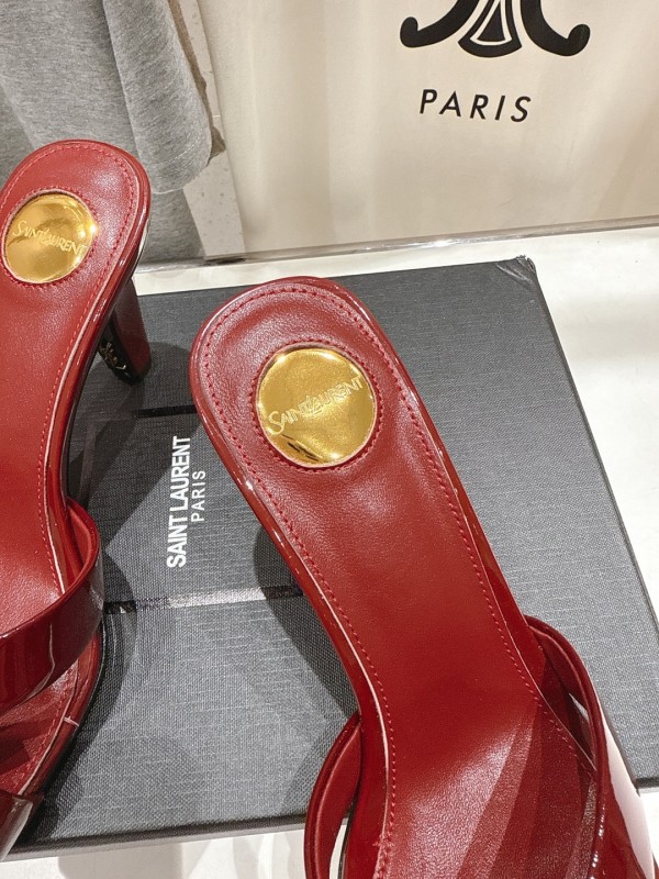 2025/Women Yves Saint Laurent Red Patent Leather Elegant High Heel Sandals LY00360(F)