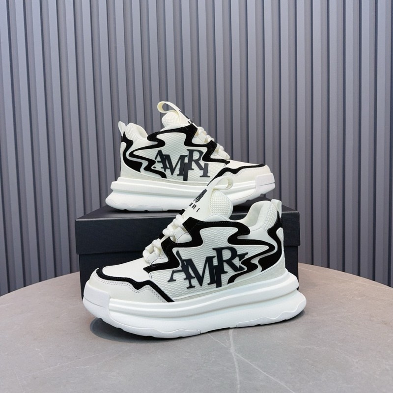 2024 Unisex Amiri White Black Mesh Leather Sneakers MJ00410