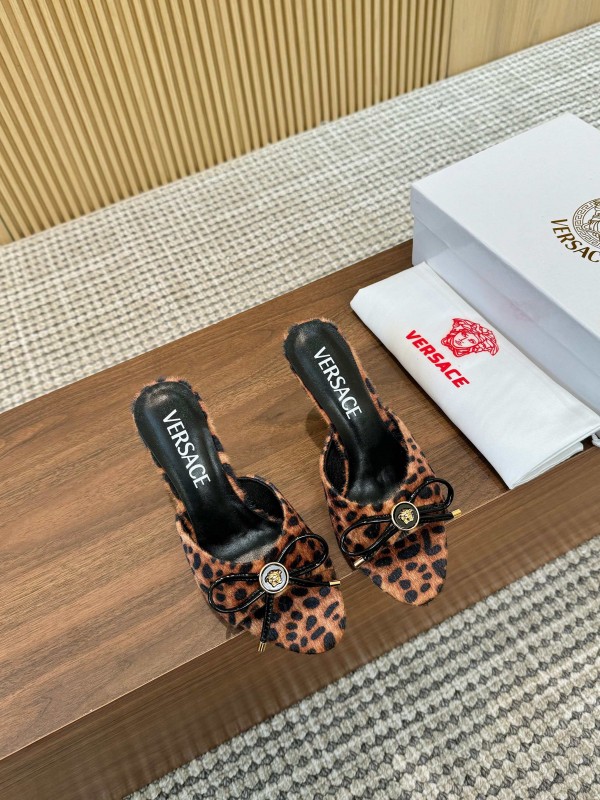 2025 Women VERSACE Leopard Print Calf Hair Heels LY00210