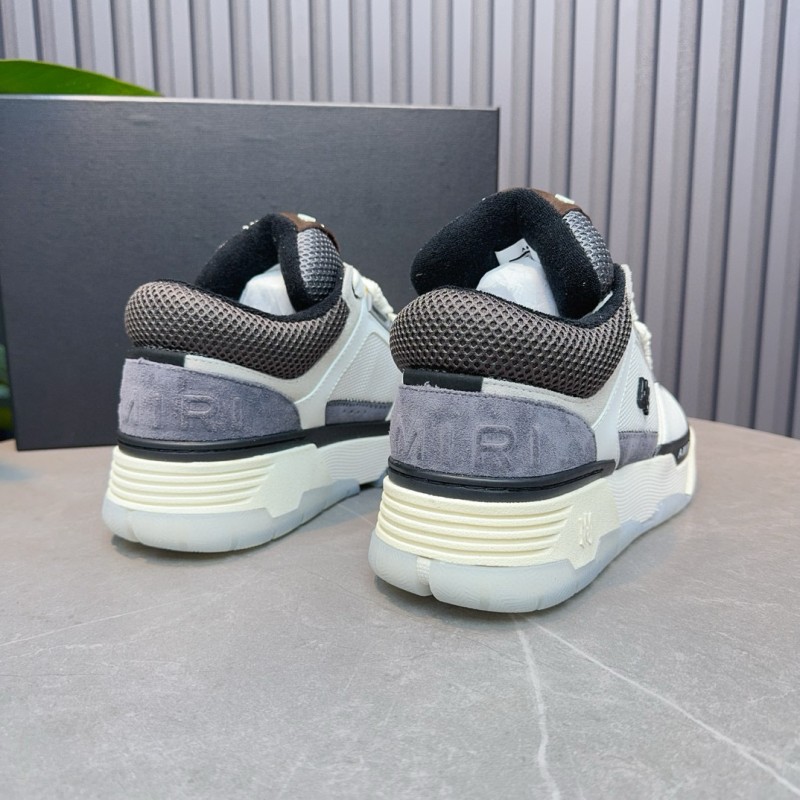 2024 Unisex Amiri White Grey Mesh Suede Sneakers MJ00360