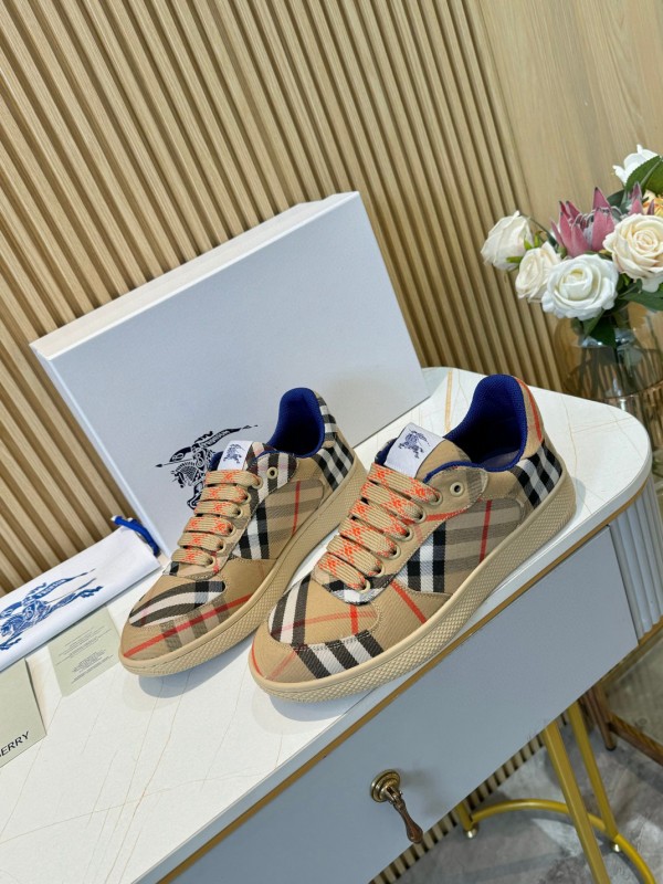 2024 Unisex Burberry Beige Black Red Cotton TPU Sneakers MJ00320