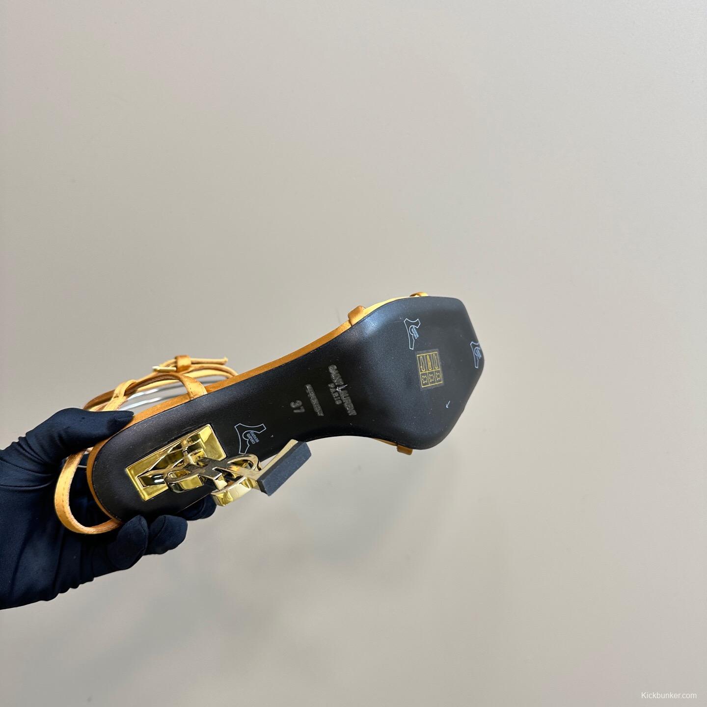 2025 Women Yves Saint Laurent Yellow Leather Sandals