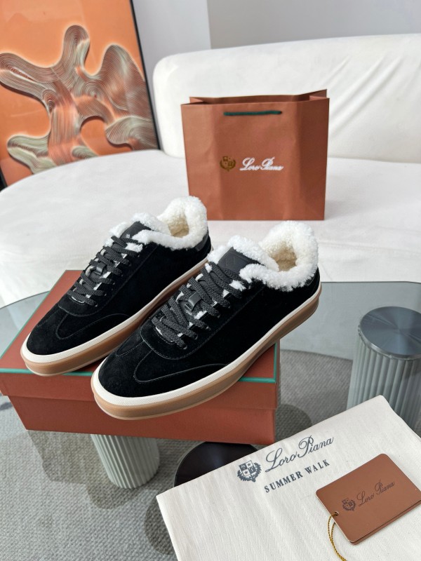 2024 Unisex Le Parmentier Black Suede Sheepskin Tennis Shoes MJ00350
