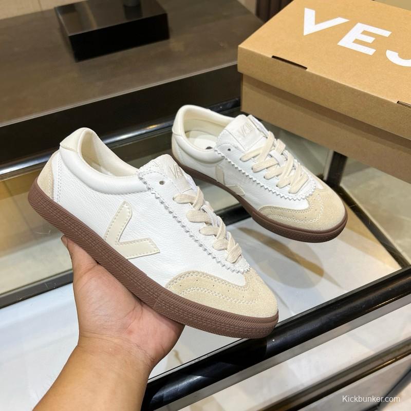 2025 Women VEJA White Beige Leather Suede Sneakers MJ00251