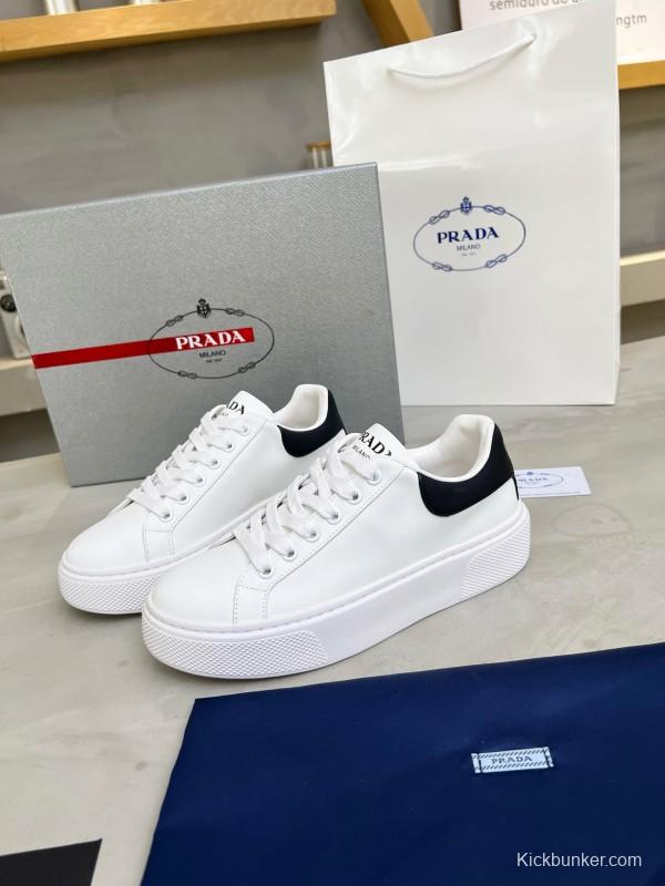 2024 Unisex Prada White Black Leather Sneakers MJ00310
