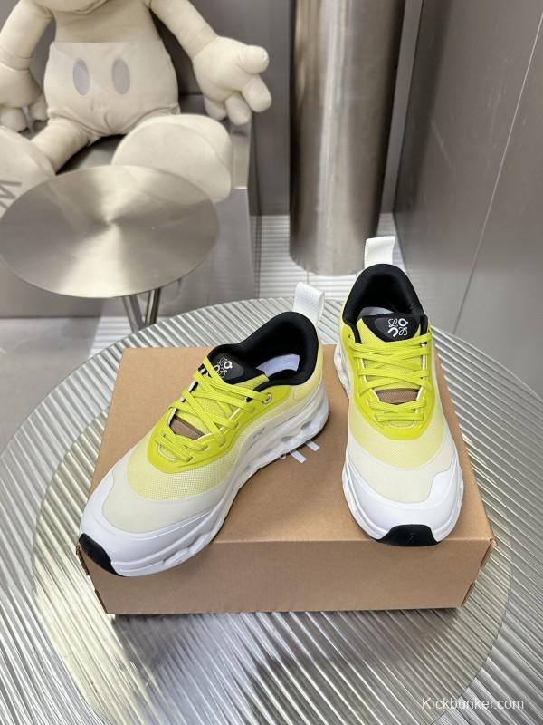 2025 Unisex Loewe Yellow White Black Mesh Leather Sneakers