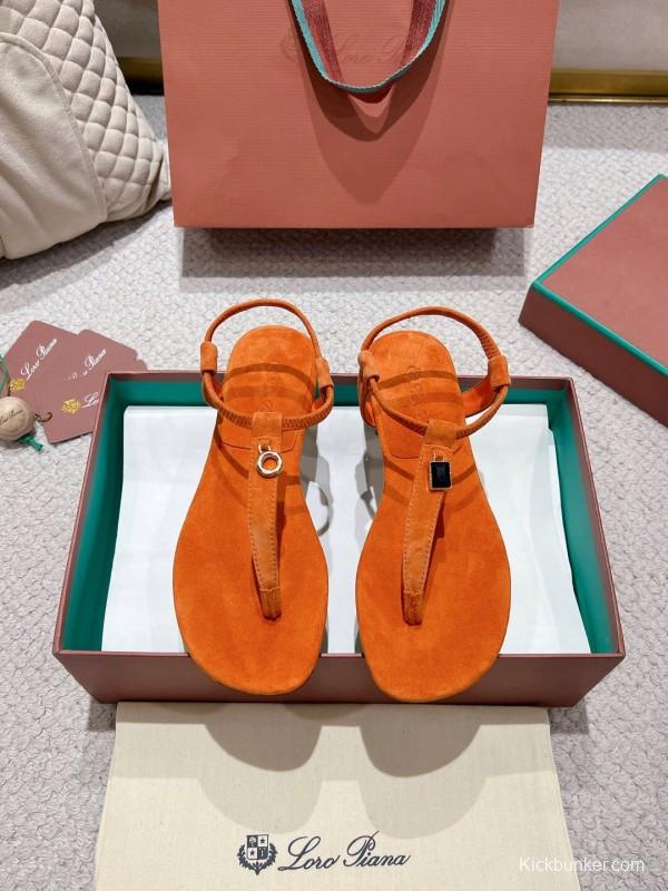 2025 LP Orange Suede Slippers