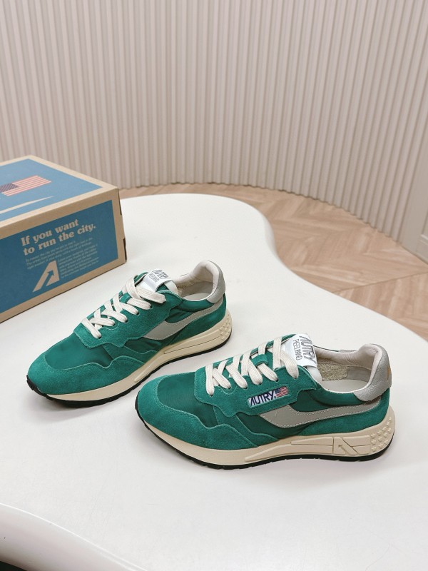 2024 Men Autry green beige suede mesh sneakers 