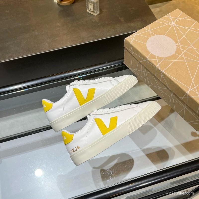 2025 Women VEJA White Yellow Leather Sneakers MJ00240(F)