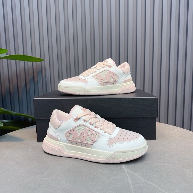 2025 Unisex Amiri White Pink Leather Sneakers MJ00360