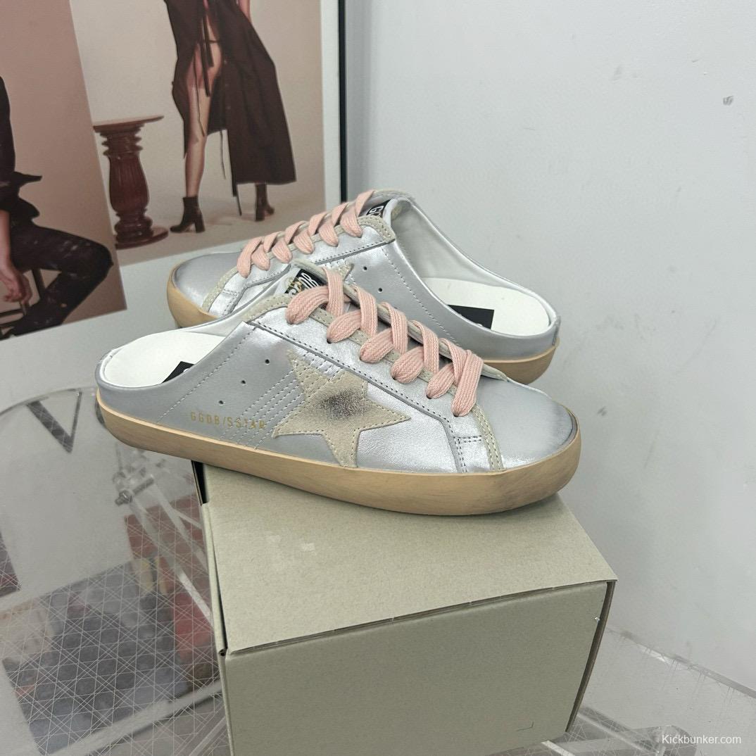 2025 GGDB White Silver Beige Leather Suede Star Sneakers Mule