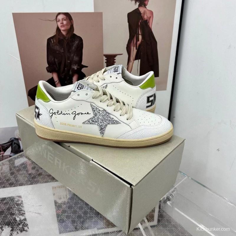 2024 Unisex GGDB White Silver Glitter Leather Sneakers MJ00260