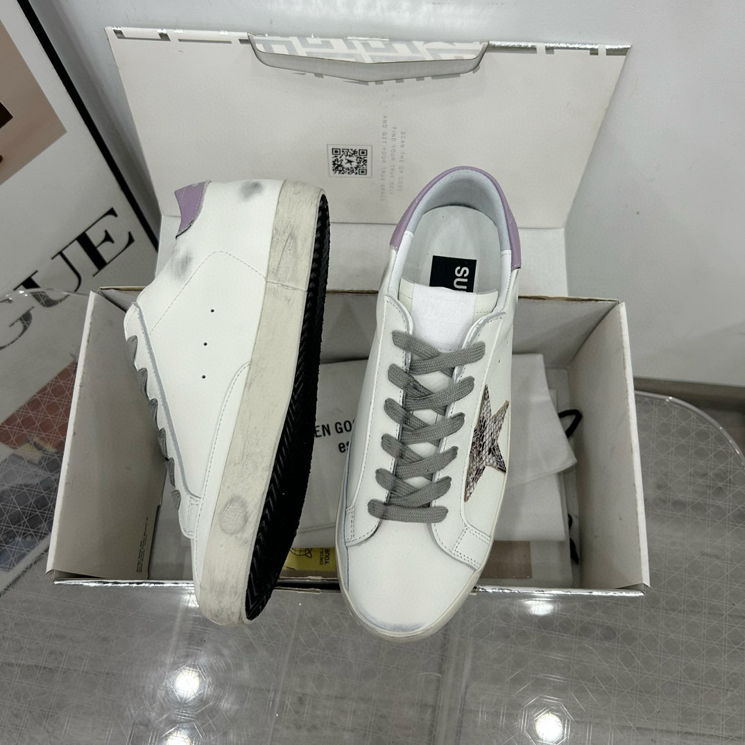 2025 Women GGDB White Grey Leather Sneakers