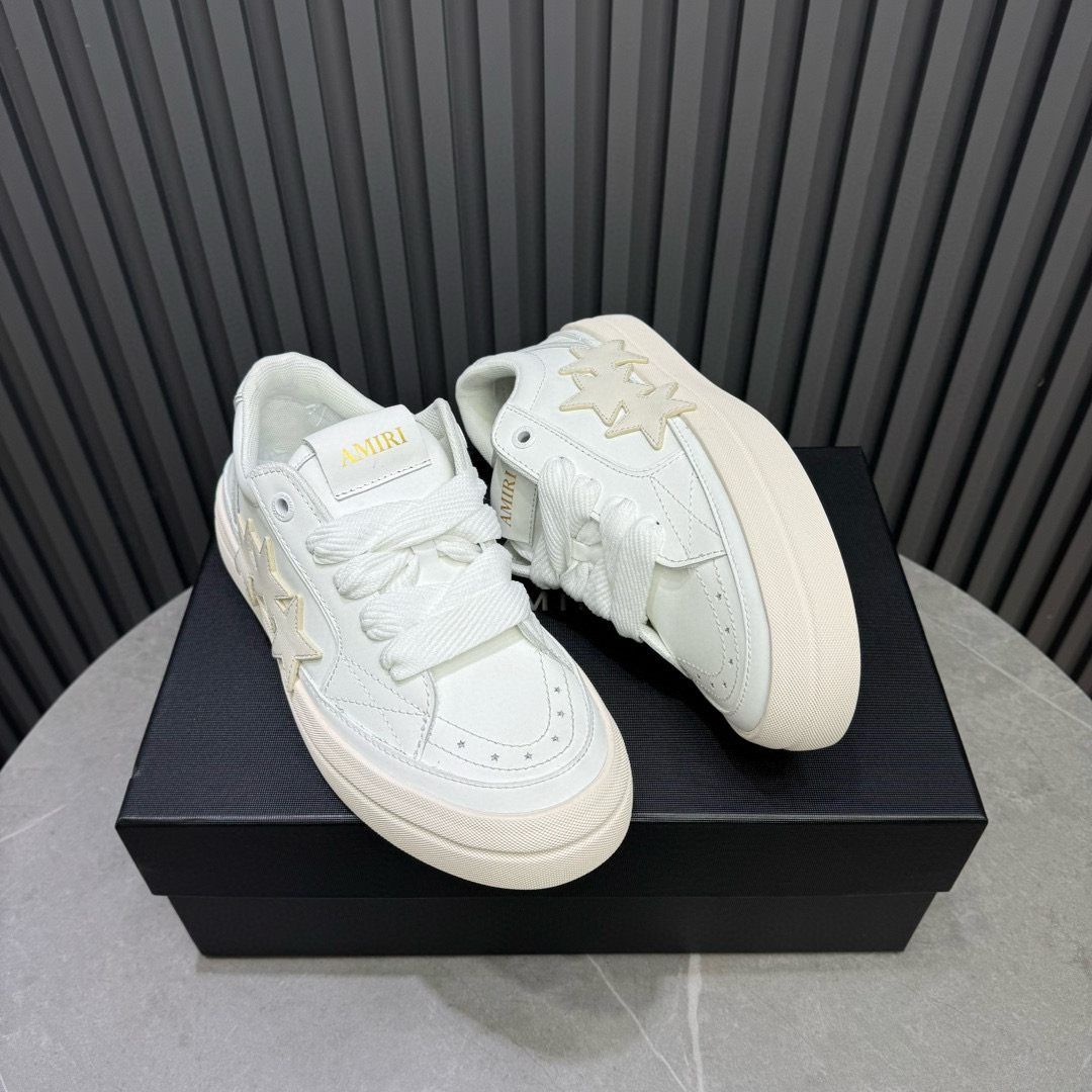 2024 Unisex Amiri White Leather Sneakers MJ00300