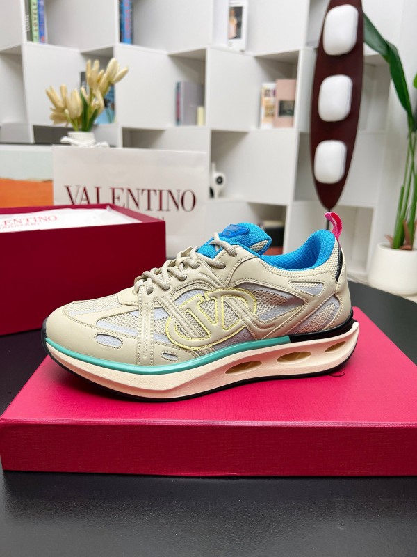 2024 Unisex Valentino Blue Beige Mesh TPU Sneakers Vlogo LY00410