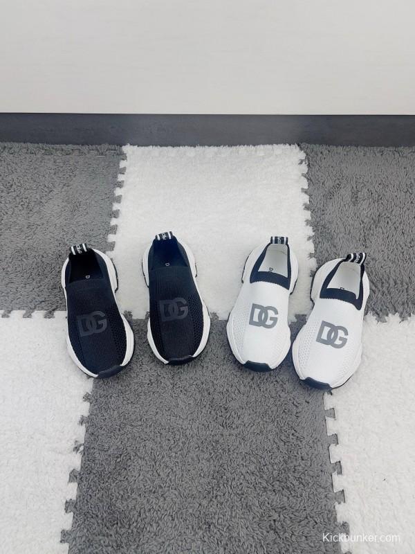 2024 Kids Dolce & Gabbana Black White Mesh Slip-On Sneakers