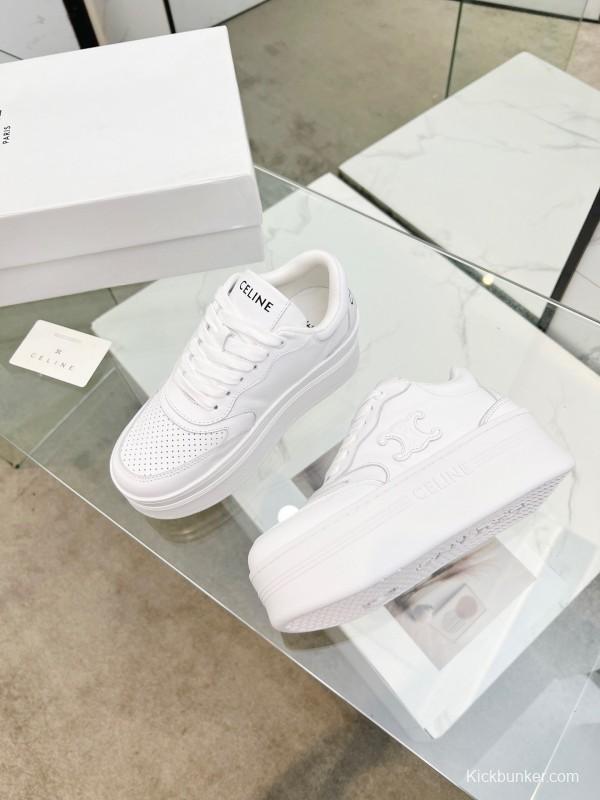 2025 Women CELINE White Leather Sneakers