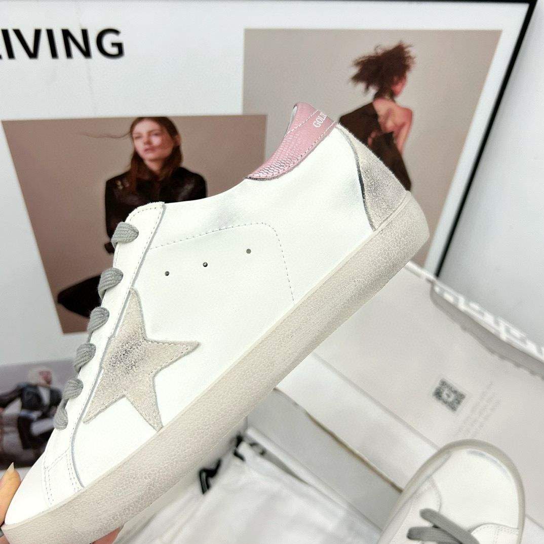 2025 Women GGDB White Grey Pink Leather Suede Sneakers