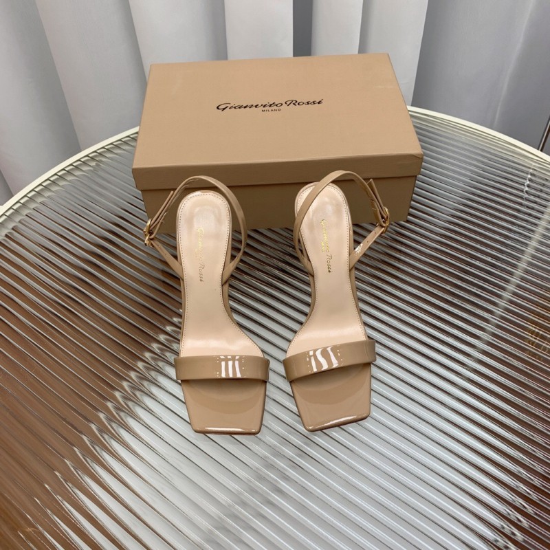 2025 Women Gianvito Rossi Beige Patent Leather Sandals