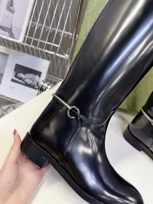 2024 Women Gucci Black Leather Boots MJ00620