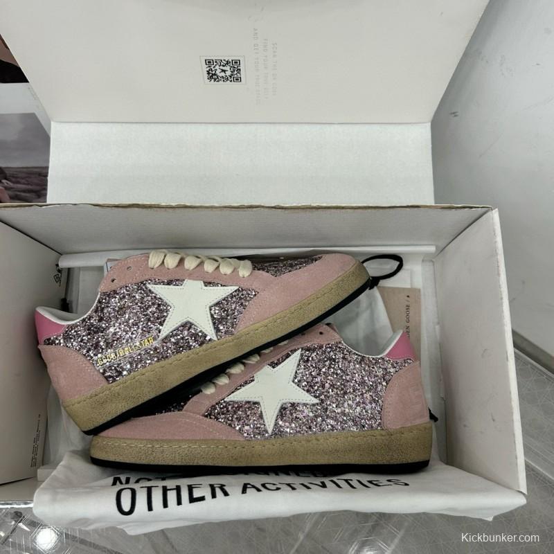 2024 Women GGDB Pink White Glitter Suede Sneakers MJ00260