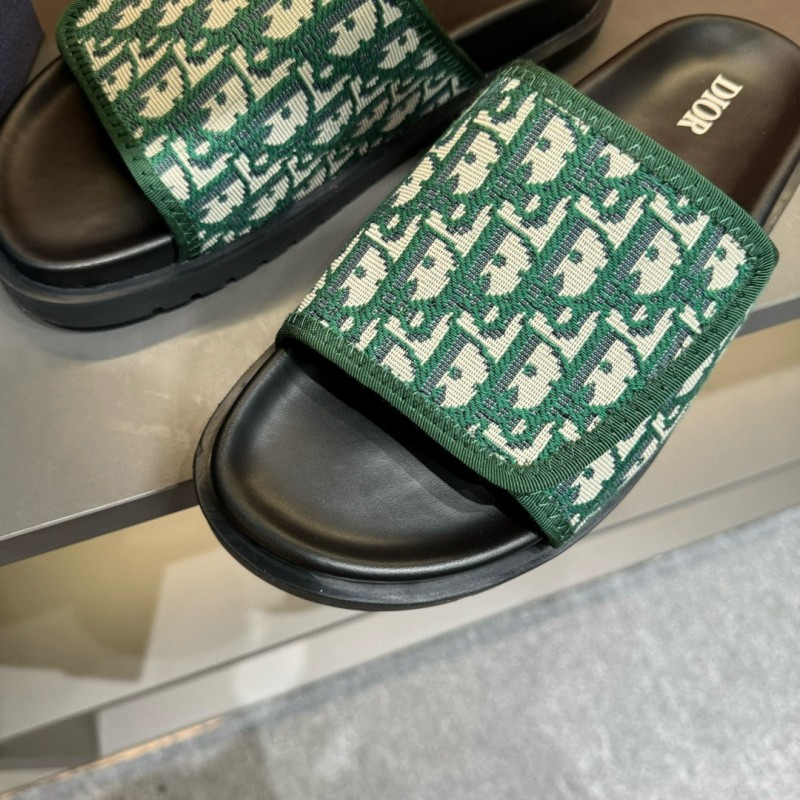 2024 Slippers Dior Green Canvas Slippers MJ00180