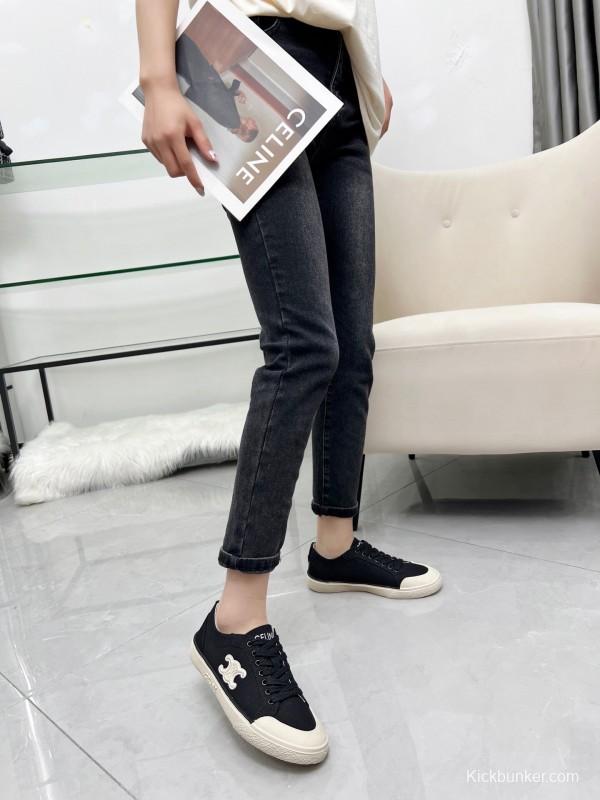 2025 Women Celine Black Canvas Sneakers LY00210