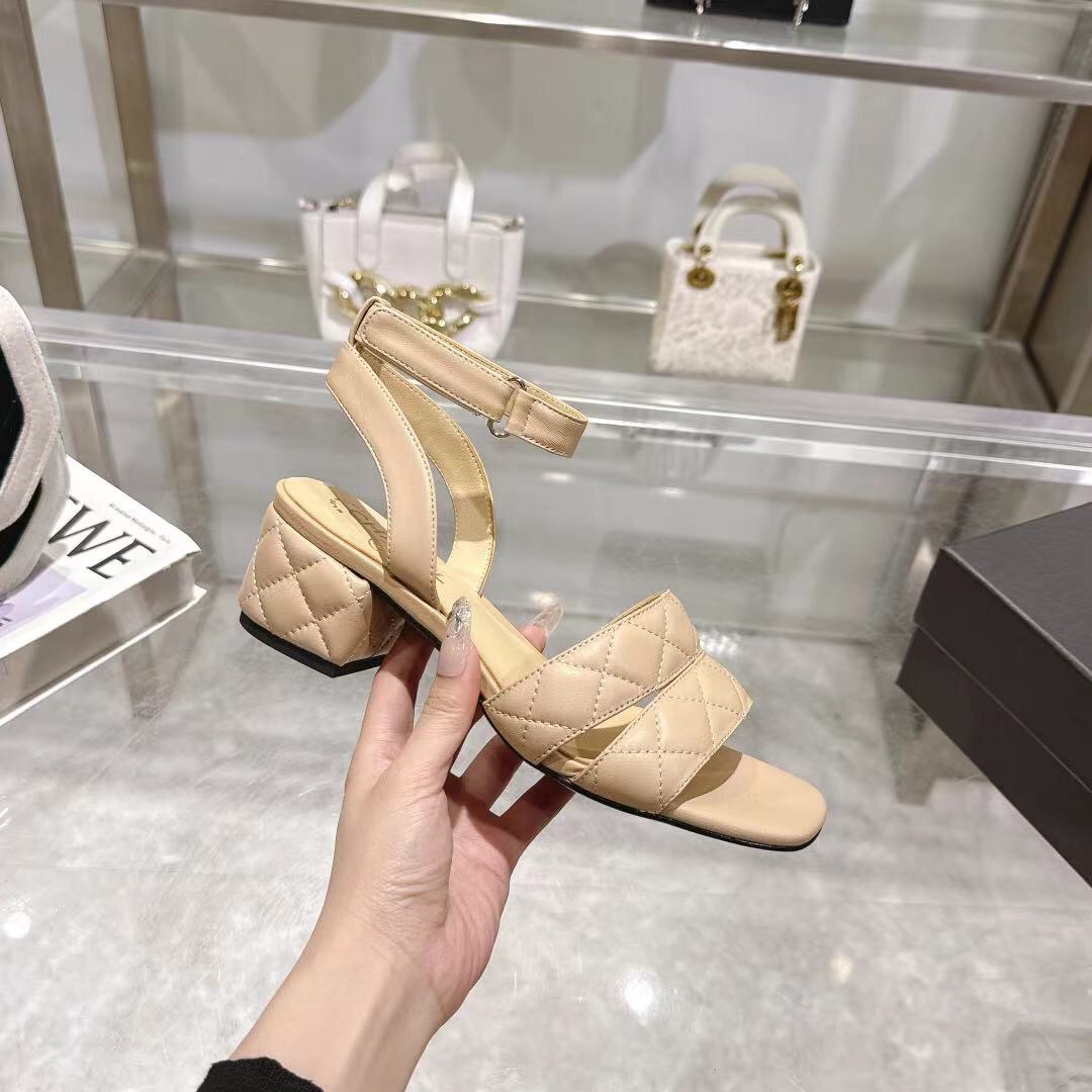 2025 Women Chanel Beige Leather Sandals LY00280