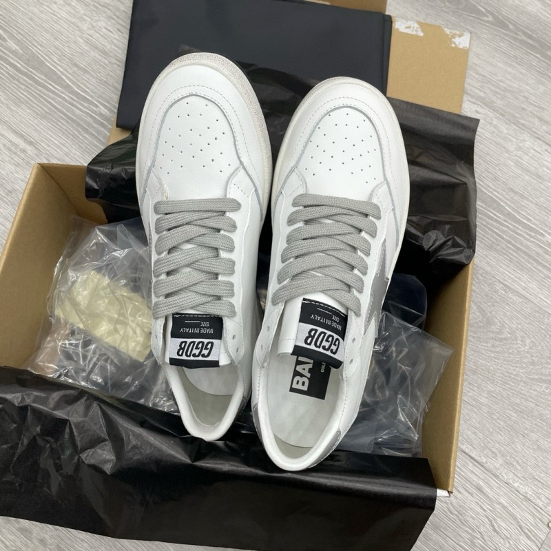 2024 Unisex GGDB White Silver Leather Sneakers MJ00260