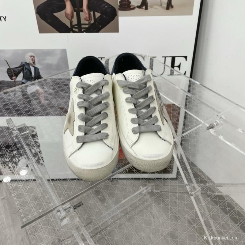 2025 Unisex GGDB White Grey Navy Leather Sneakers