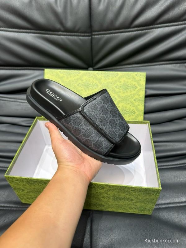 2024 Slippers Gucci Black Fabric Slippers MJ00200