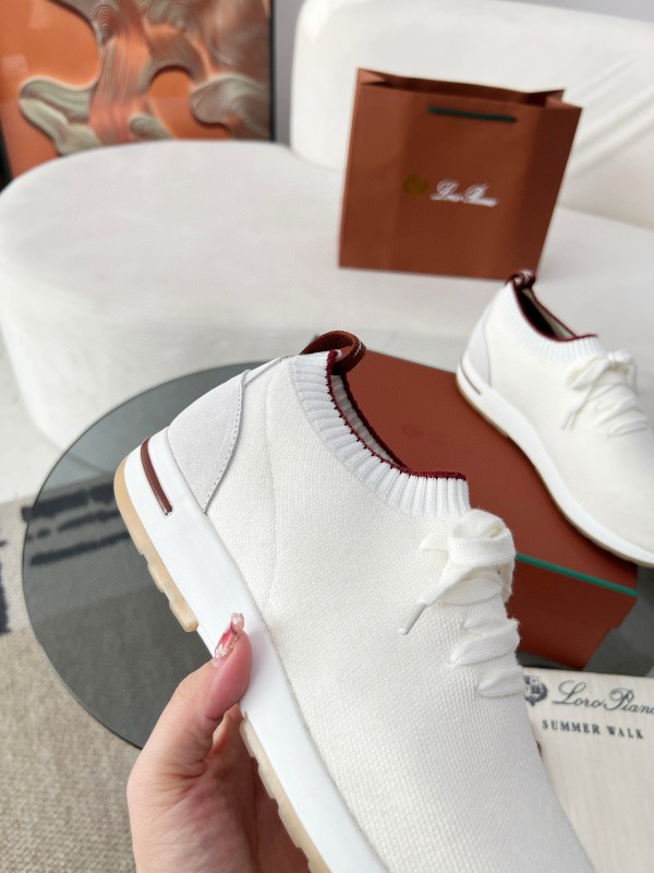 2024 Men Le Parmentier White Wool Blend Knit Sneakers MJ00330