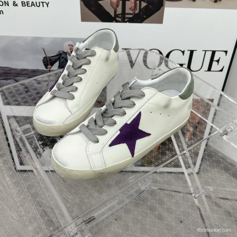 2025 Women GGDB White Purple Leather Sneakers
