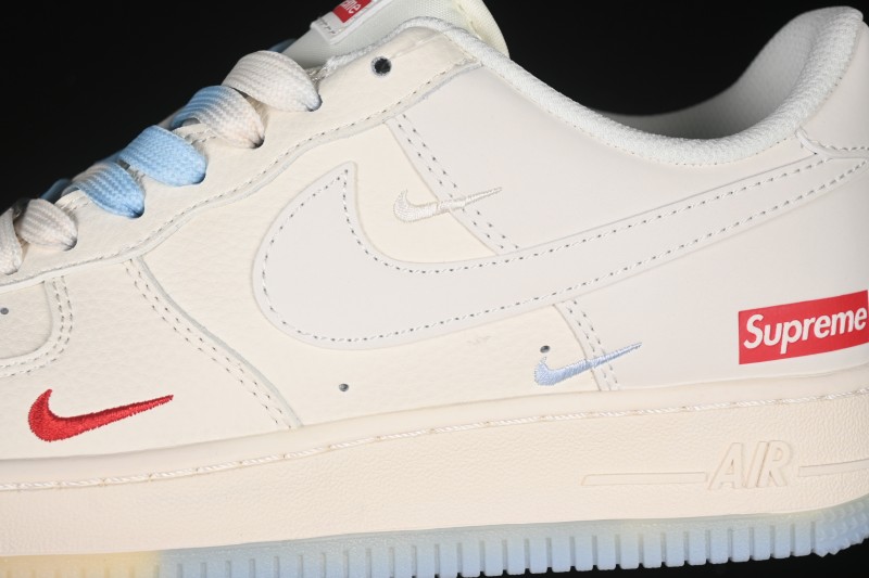 Nike Air Force 1 '07 Low Supreme Collaboration Two-Tone Beige Blue Casual Skate Shoes - XX3168-179
