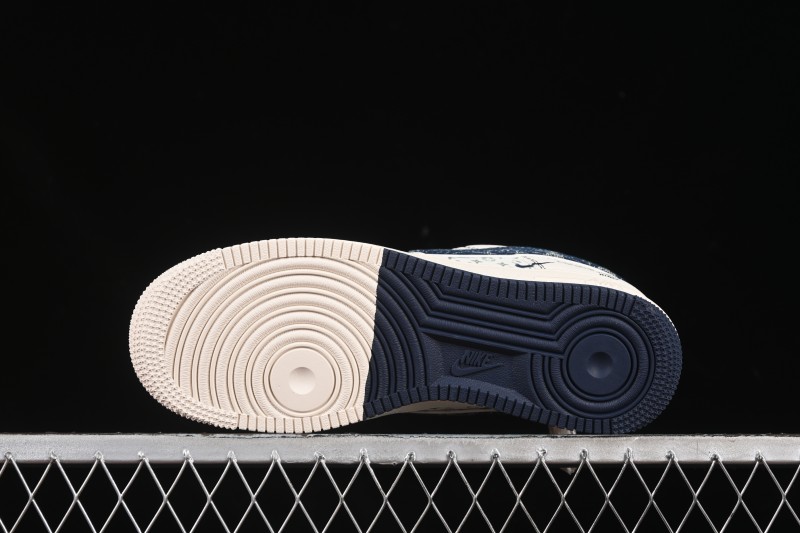Nike Air Force 1 '07 Low LV Collaboration Dual-Tone Blue Denim Hook Low-Top Casual Sneakers - YX5066-342