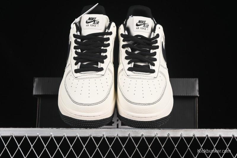 Nike Balenciaga Air Force 1'07 Low Collaboration Triple Swoosh Beige Black Casual Shoes - FR0538-090