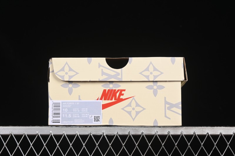 Nike Air Force 1 '07 Low LV Collaboration Black Denim Red Swoosh Casual Sneakers - LW9279-001