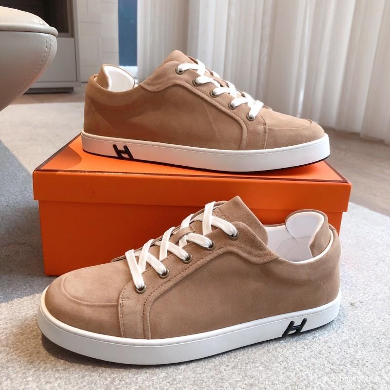 2025 Unisex H Beige White Suede Sneakers AS00380