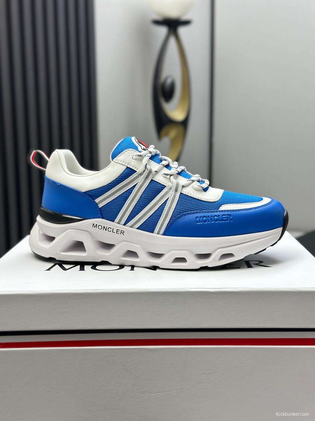 2025 Unisex Moncler Blue White Nylon Mesh Trailgrip GTX Trail Running Shoes KFY00390